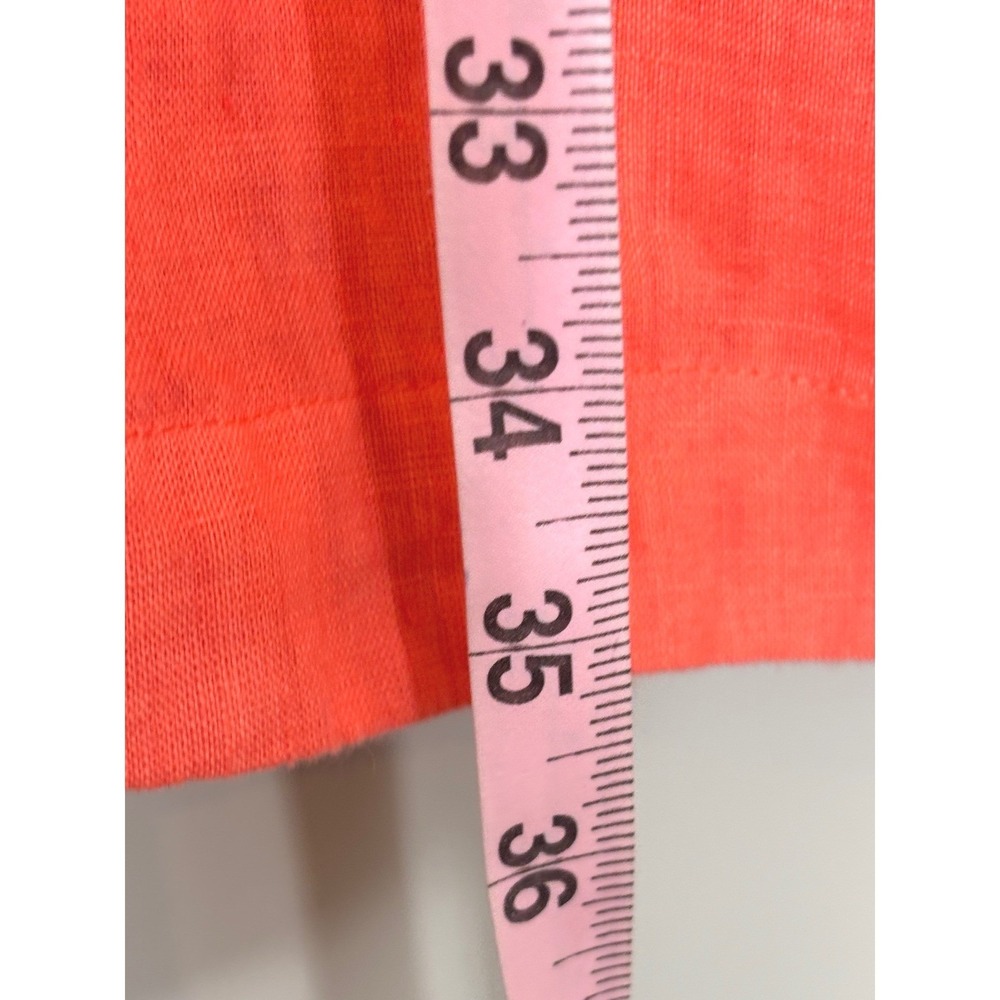 Haris Cotton Greece Pink Linen Ruffle V-Detail Shift Dress Womens Small Coral - Picture 9 of 12